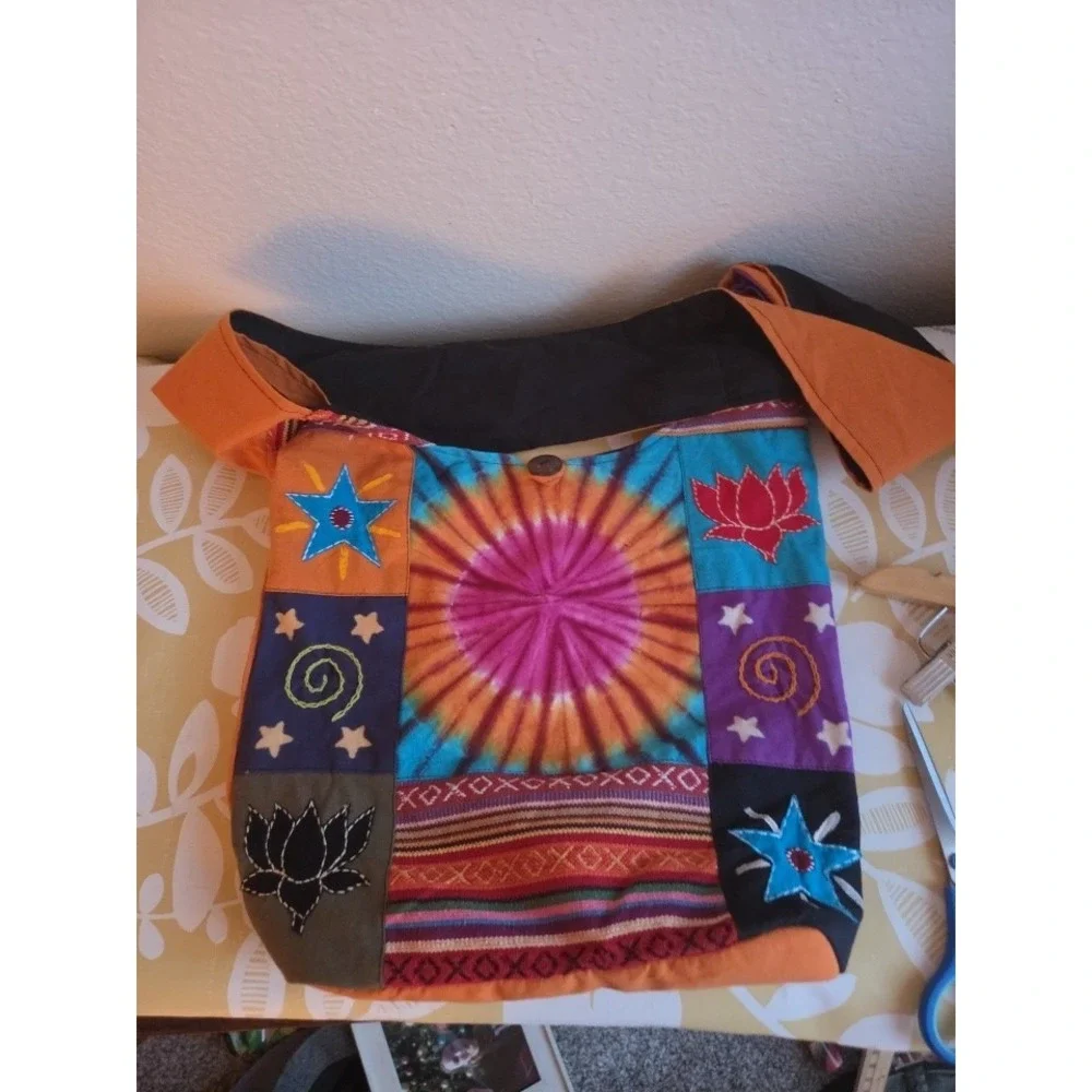 Gypsy Rose Slingback Purse Hippie Hobo Bag Tie Dye 70s Retro